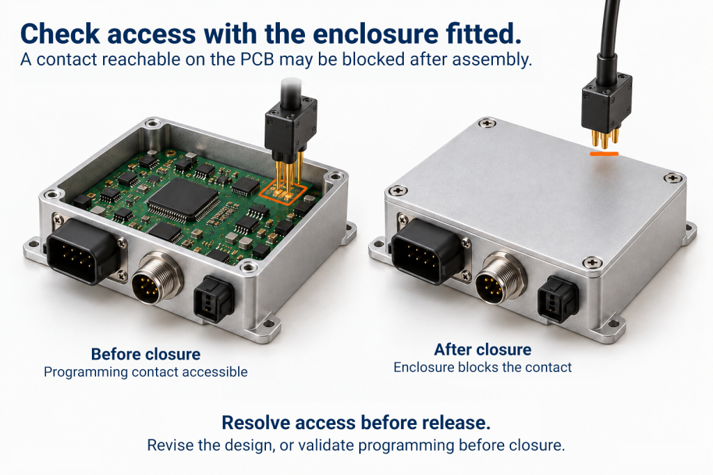 Programming access before and after enclosure assembly
